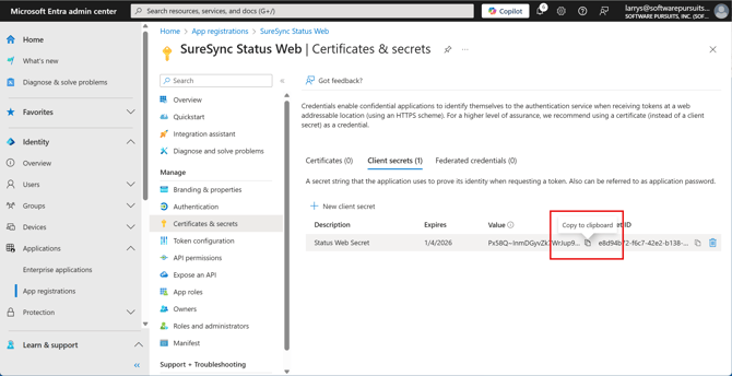 44 Status Web - Secret to Clipboard