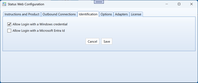 50 Status Web Configuration - Identification Tab