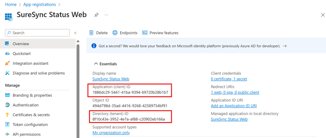 52 Status Web Configuration - Ids from Registration